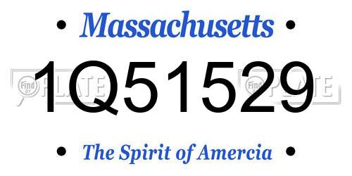 1Q51529 Massachusetts License Plate