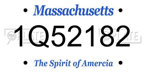 1Q52182 Massachusetts License Plate