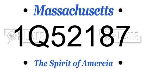 1Q52187 Massachusetts License Plate