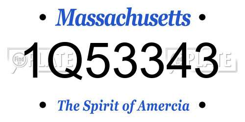 1Q53343 Massachusetts License Plate