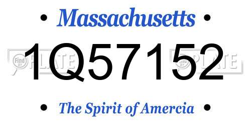 1Q57152 Massachusetts License Plate