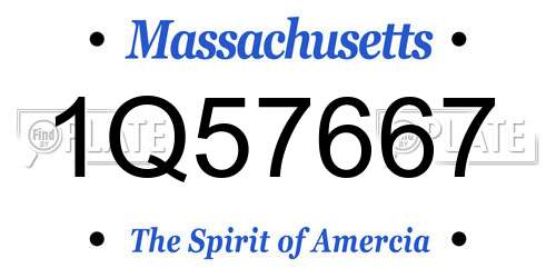1Q57667 Massachusetts License Plate