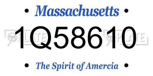 1Q58610 Massachusetts License Plate