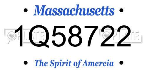 1Q58722 Massachusetts License Plate