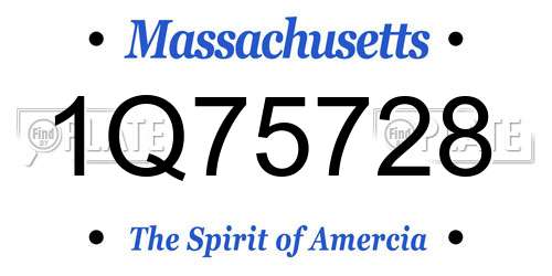 1Q75728 Massachusetts License Plate