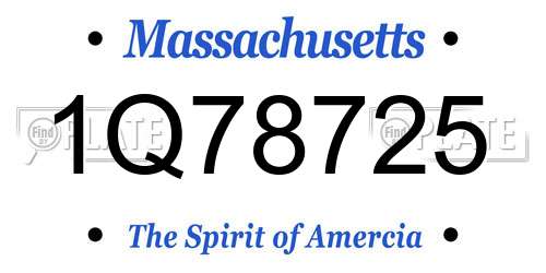 1Q78725 Massachusetts License Plate