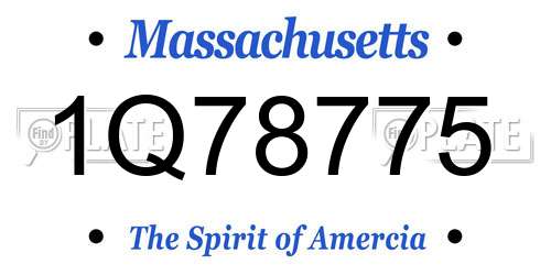 1Q78775 Massachusetts License Plate