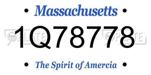1Q78778 Massachusetts License Plate