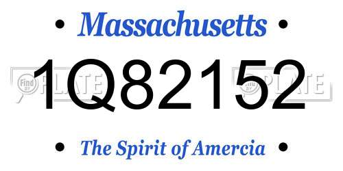 1Q82152 Massachusetts License Plate