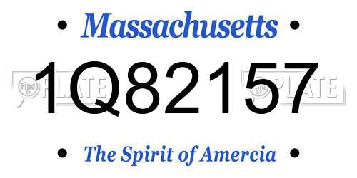 1Q82157 Massachusetts License Plate