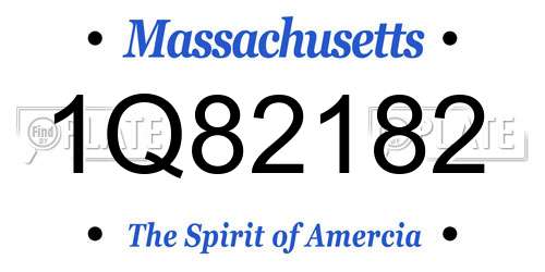 1Q82182 Massachusetts License Plate