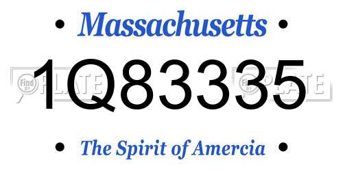 1Q83335 Massachusetts License Plate