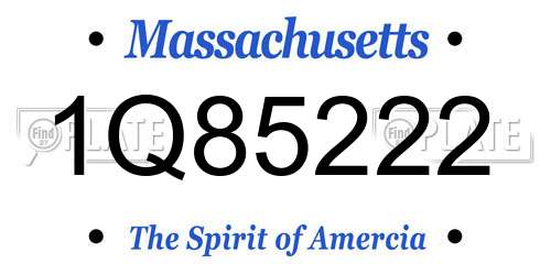 1Q85222 Massachusetts License Plate