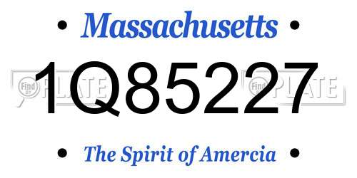 1Q85227 Massachusetts License Plate