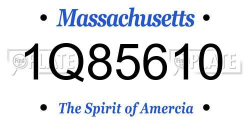 1Q85610 Massachusetts License Plate