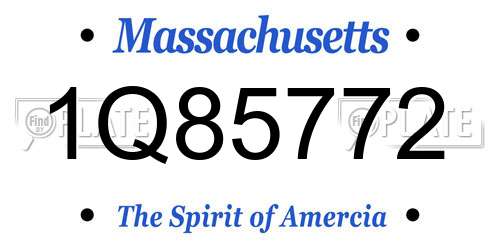 1Q85772 Massachusetts License Plate