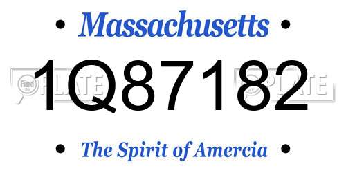 1Q87182 Massachusetts License Plate