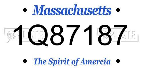 1Q87187 Massachusetts License Plate