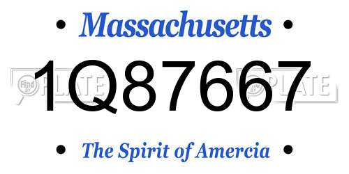1Q87667 Massachusetts License Plate
