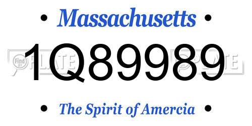 1Q89989 Massachusetts License Plate