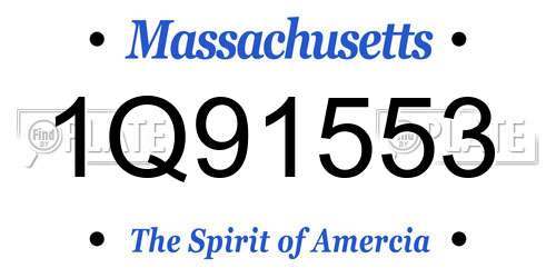 1Q91553 Massachusetts License Plate