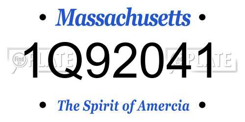 1Q92041 Massachusetts License Plate