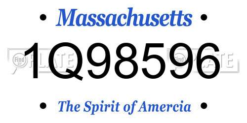 1Q98596 Massachusetts License Plate