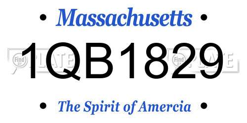 1QB1829 Massachusetts License Plate