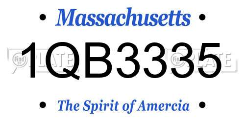 1QB3335 Massachusetts License Plate