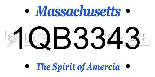 1QB3343 Massachusetts License Plate