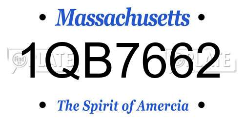 1QB7662 Massachusetts License Plate