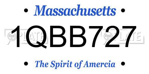 1QBB727 Massachusetts License Plate
