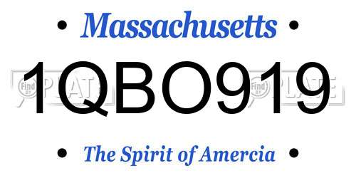 1QBO919 Massachusetts License Plate