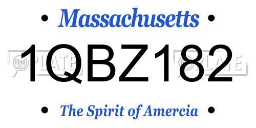 1QBZ182 Massachusetts License Plate