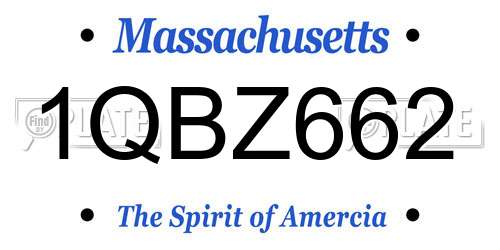 1QBZ662 Massachusetts License Plate