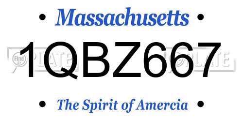 1QBZ667 Massachusetts License Plate