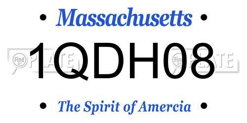 1QDH08 Massachusetts License Plate