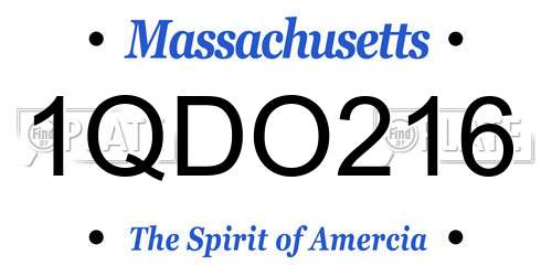 1QDO216 Massachusetts License Plate