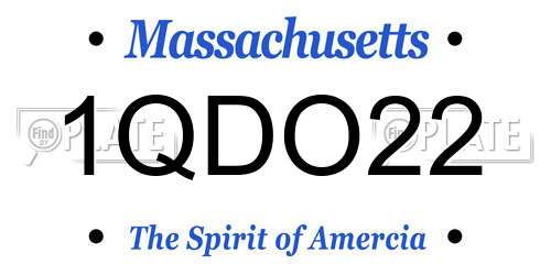 1QDO22 Massachusetts License Plate