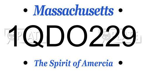 1QDO229 Massachusetts License Plate