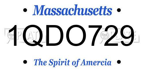 1QDO729 Massachusetts License Plate