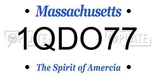 1QDO77 Massachusetts License Plate