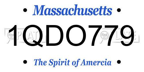 1QDO779 Massachusetts License Plate