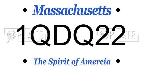 1QDQ22 Massachusetts License Plate