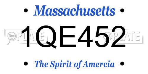 1QE452 Massachusetts License Plate