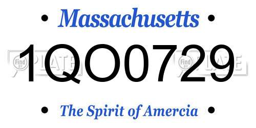 1QO0729 Massachusetts License Plate