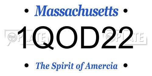 1QOD22 Massachusetts License Plate