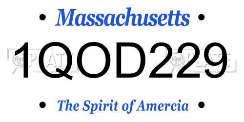 1QOD229 Massachusetts License Plate