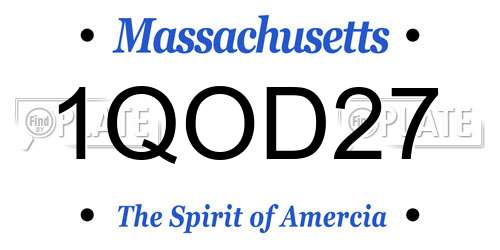1QOD27 Massachusetts License Plate