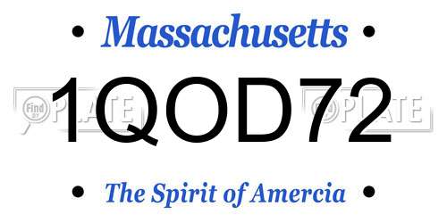 1QOD72 Massachusetts License Plate